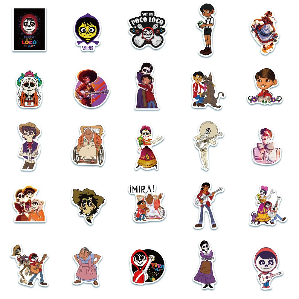 10/30/50pcs Disney Cartoon Coco Stickers Aesthetic DIY Laptop Phone Case Scrapbooking Fridge Kids Cute Sticker Decals Packs